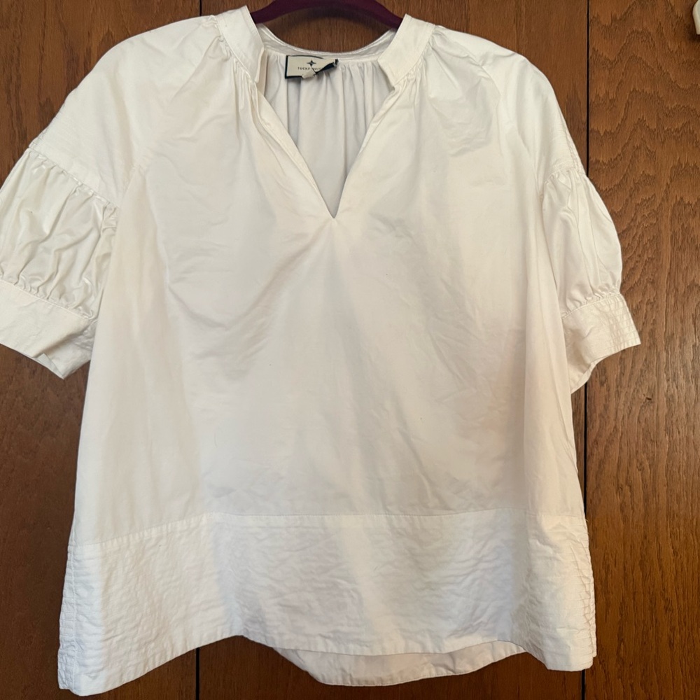 Tuckernuck White Blouse with Puff Sleeves